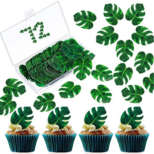 Feuille de Tortue Cake Toppers 72 Pièces Decoration Jungle Decoration Gateau Feuille Décoration de Gâteau à Thème Décoration Cupcake pour Décoration de Gâteau de Fête de Mariage Cover