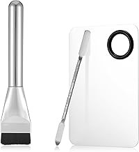 3 Pcs Stainless Steel Makeup Palette with Spatula and Foundation Brush Cosmetic Blending Palette for Blending Foundation