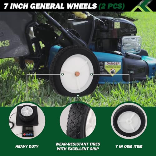 CheeMuii 7 Inch Lawn Mower Wheels 2 Pcs 7" Universal Wheels Replace for Oregon 72-106 Compatible with Craftsman/AYP/MTD Push Lawnmower, BBQ Grill, Hand Truck, etc - Image 3