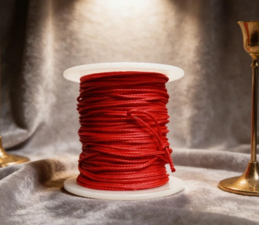 165ft/50m Red Waxed Braided Fishing Line - 200lb Test, 1.2mm Strong Cord Spool for Crafting & Fishing