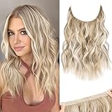REECHO Invisible Wire Hair Extensions with Thinner Softer Lace Weft (Dark Blonde with Highlights, 12 Inch (Pack of 1))