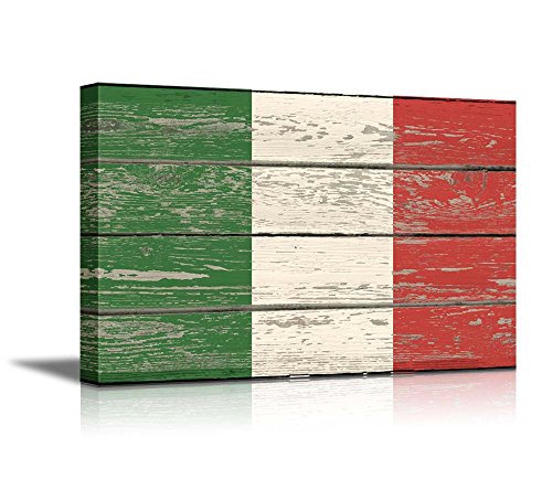 wall26 - Canvas Prints Wall Art - Flag of Italy on Vintage Wood