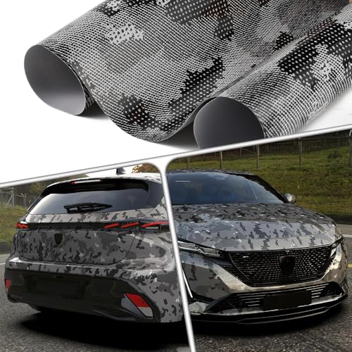 XhuangTech Python Pattern Grey Vinyl Wrap, DIY Decal Car Vinyl Wrap Bubble-Free Roll, Waterproof Car Wrap Film Self-Adhesive Decor, Air Release Paint Protection Films Exterior Interior (30×152CM)