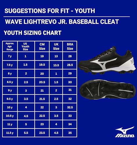 Mizuno Wave Lightrevo Jr cleats infantiles que evitan resbalones en el campo de béisbol 6