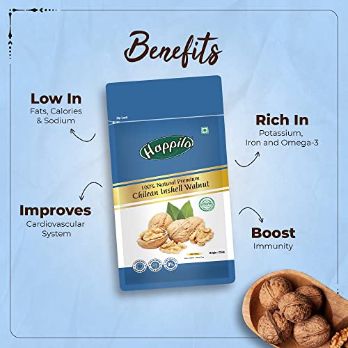 Image of Happilo Premium Inshell Dried Walnut 500g | Akhrot Giri | Dry Fruits, Healthy Snacks | Large Size | Walnut with Shell | Rich in Protein, Antioxidants & Source of Omega-3 (Pack of 3)