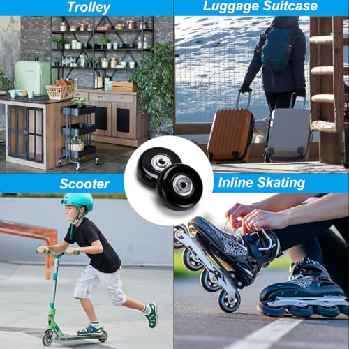 68 x 24 mm, 2 peças de rodas de substituição de mala de bagagem, rodas giratórias de borracha, rolam