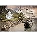 Produktbild Vlies Fototapete 350x245 cm PREMIUM PLUS Wand Foto Tapete Wand Bild Vliestapete - Natur Tapete Segel Schiff Palme Wasserfall Meer Regenbogen Piraten Berg Papagei Truhe braun - no. 562