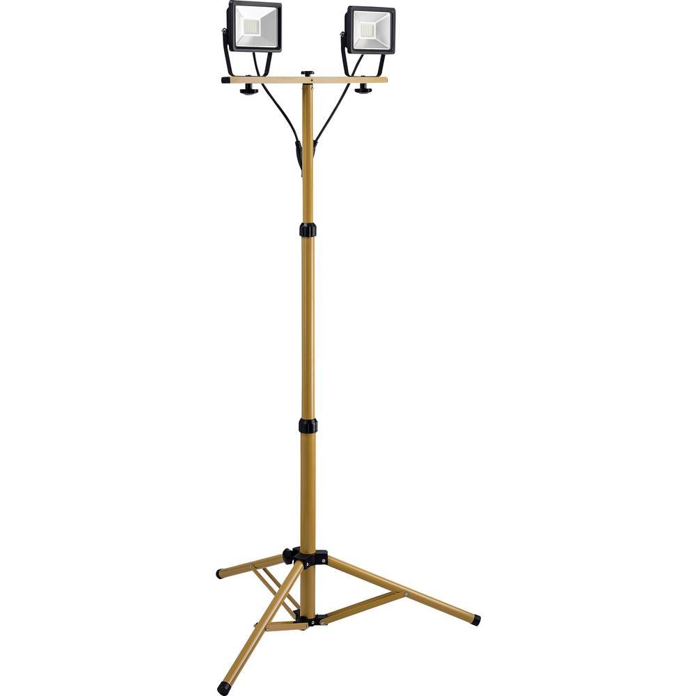 Goobay LED Baustrahler Zwei Flutlichstrahler auf Teleskopstativ, Zink, 20 W, Schwarz/Gelb, 2x 20W