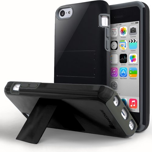 GreatShield Legacy Series Slim Fit Dual Layer Hybrid Case with Kickstand for Apple iPhone 5 / 5S / 5C (Black)