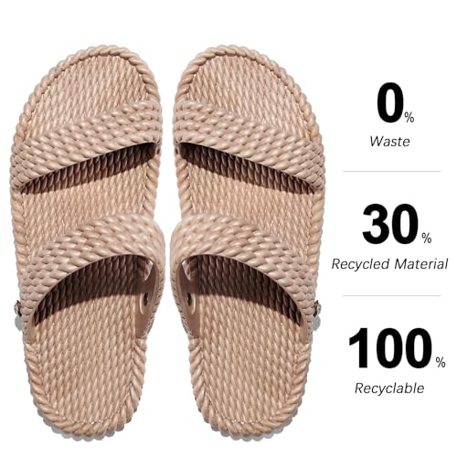 LAVAU Slide Sandals for Women, Slip-On Waterproof Slippers with Two Strap for Beach/Pool/Shower/Outdoor, Recyclable2