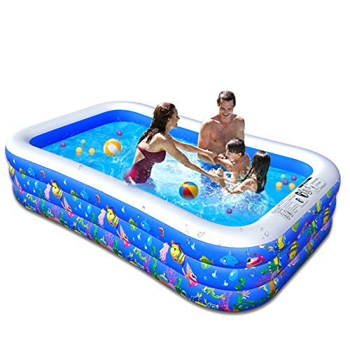 Inflatable Swimming Pool, 120' x 72' x 22' Kiddie Pools, Family Lounge Pools Thickened Above Ground Family Pool for Summer Water Party, Backyard, Garden Lawn, Blue