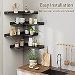 4 Tier Floating Corner Shelves Black Set of 4, Rustic Pine Wooden Floating Corner Wall Shelf for Wall Décor Storage, L Shaped Corner Shelf Wall Mount for Bedroom, Living Room, Bathroom, Kitchen. - Image 4