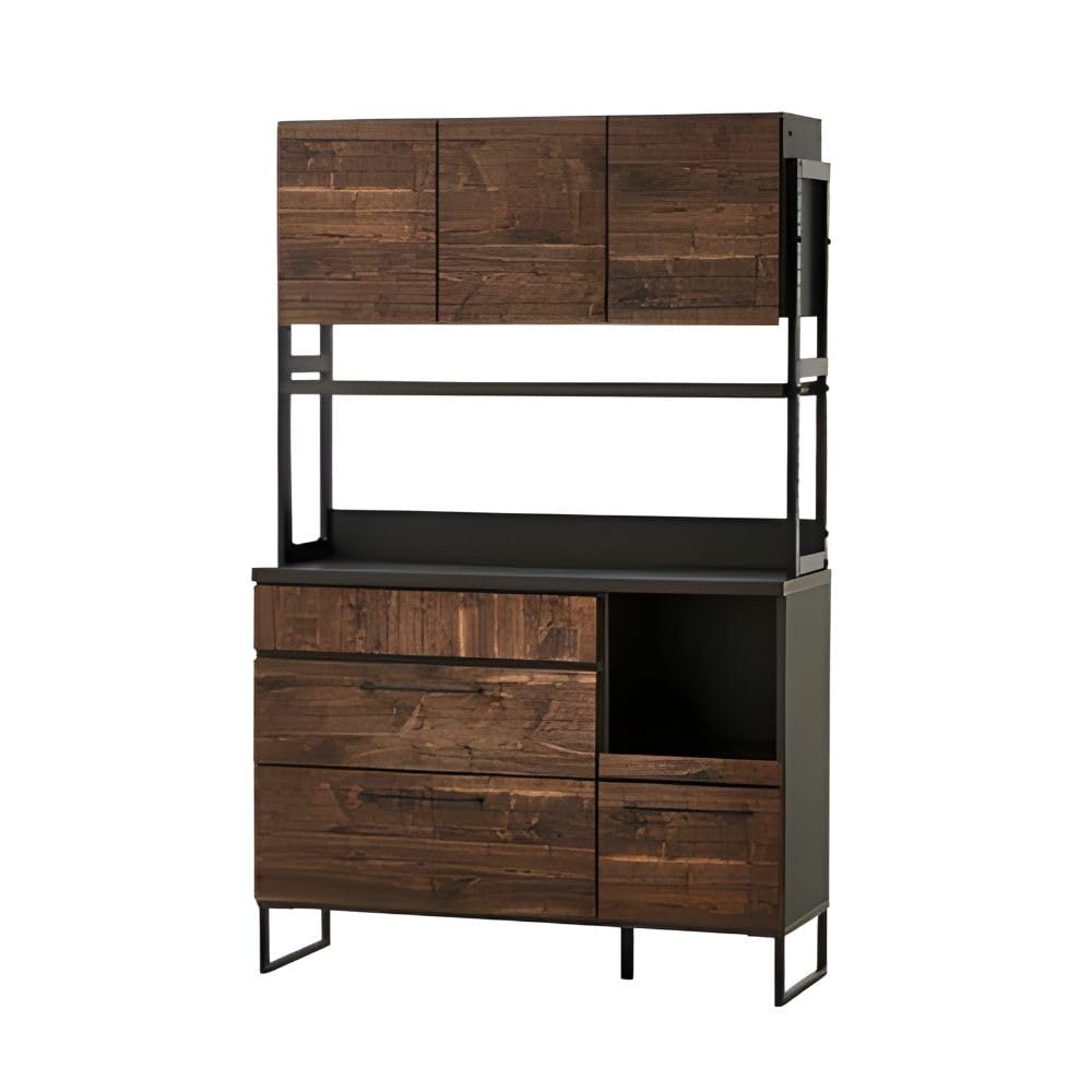 Amazon｜大川家具 オープンボード 食器棚 ハイタイプ キッチンボード