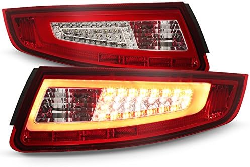 AKKON - For 05-08 Porsche 911 Carrera GT Targa Red Clear Lens LED Light Tube Tail Brake Light Lamps