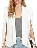 ASMAX HaoDuoYi Womens Cape Sim Fit Split Bussiness Blazer Jacket Bright White