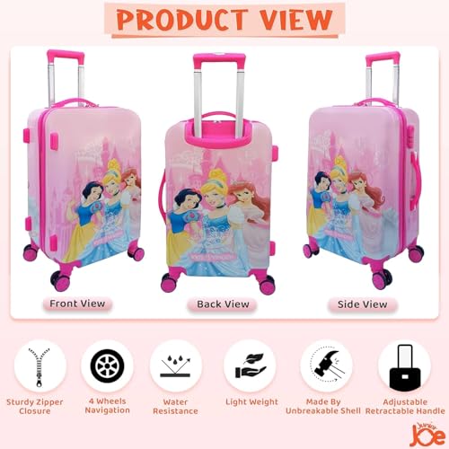 Image of JUNIOR JOE Polycarbonate 24 Inch Kids Suitcase with 4 Wheel Travel Trolley Bag (4 Day Trip)