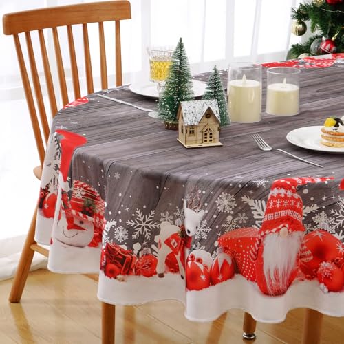 Alishomtll Weihnachten Grau Tischdecke, Zwerg Schneeflocke Oval...