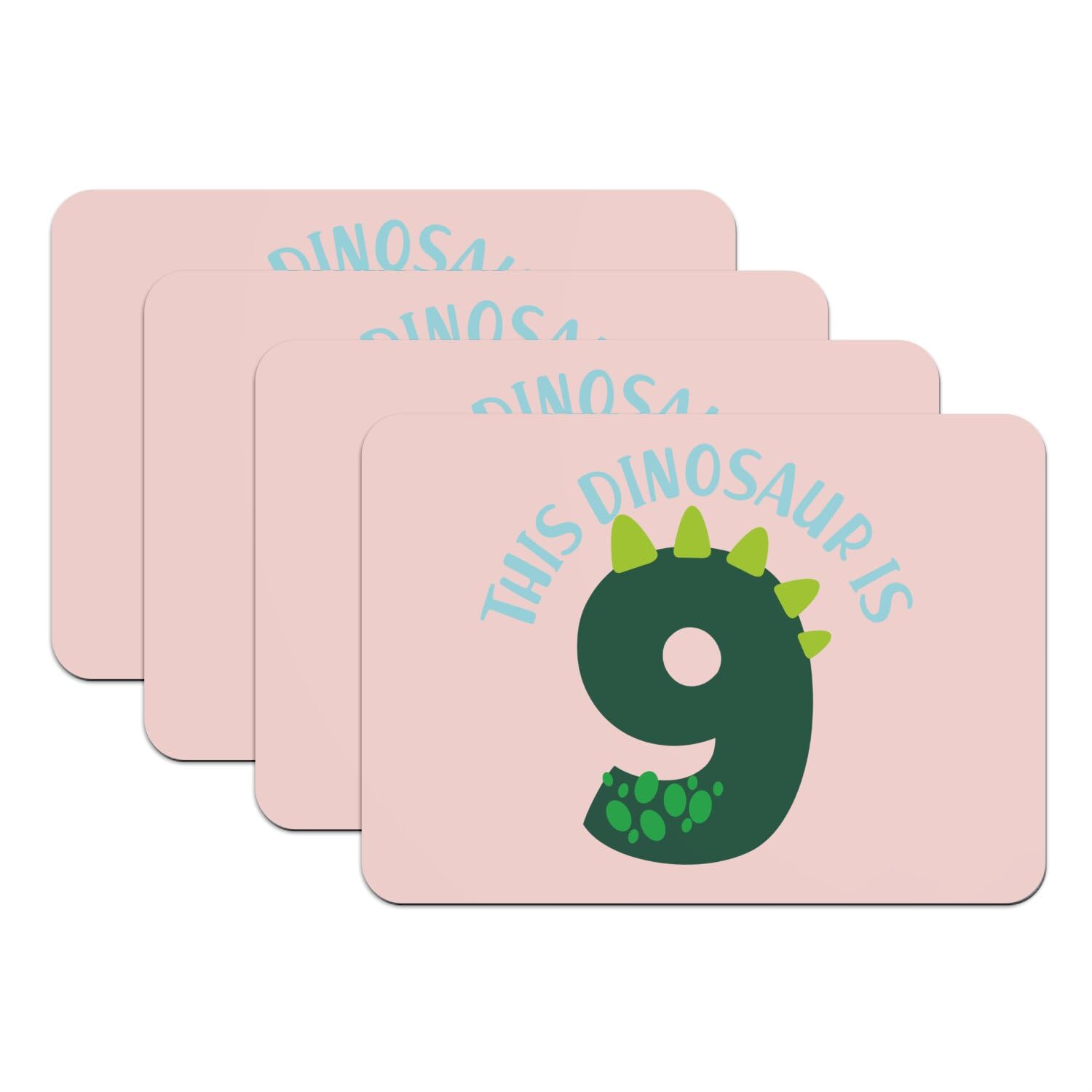 Set de table rose grand format 39,5x28,5 dessous caoutchouc dinosaure anniversaire 9 ans