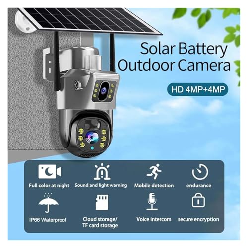 Caméra solaire 4G double objectifs V380 Pro 8MP extérieure pour sécurité maison - 4