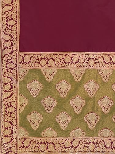 Image of PURVAJA Women's Kanjiwaram Semi-Stitched Lehenga choli