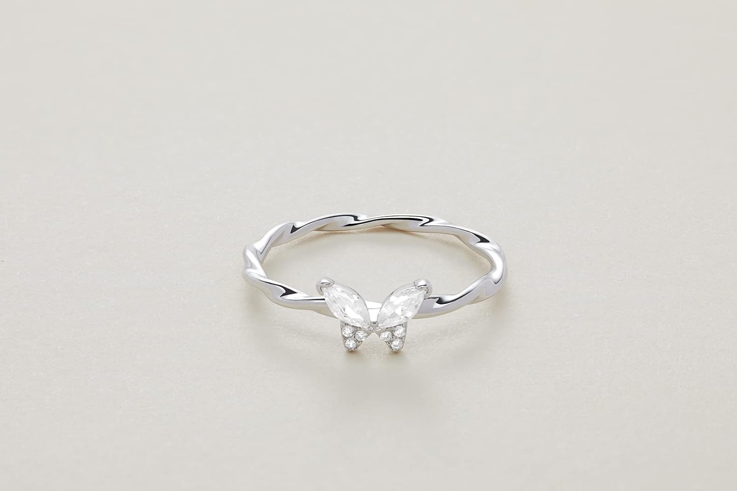Milla Butterfly Ring for Women – Dainty 925 Sterling Silver or 14K Gold Plated – CZ Stones – Tarnish-Free, Hypoallergenic – Stackable Butterfly Rings - Image 2