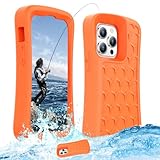 Hualele Floating Phone Case for iPhone 17 Pro Max/16 15 14 13 12 Pro Max/15 14 Plus EVA Fishing Case with Waterproof Dry Bags and Lanyard, 20FT Drop Protective Case Orange