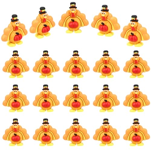 Sinbana 15pcs Mini Thanksgiving Turkey Statue Miniatures Small Tiny Turkey Figurine Ornaments Decorations for Fall Figures Decor Home Table Hide and Seek Game