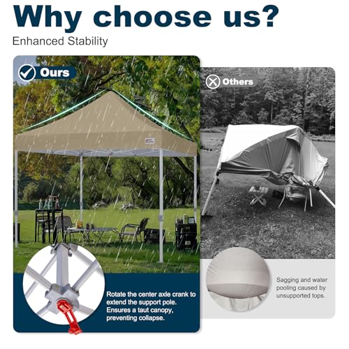 Image of MASTERCANOPY 10x10 Heavy Duty Pop Up Canopy Tent with Roller Bag(Beige)