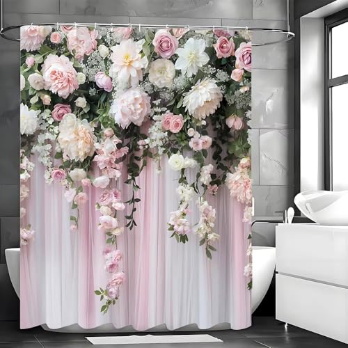 Rideau de douche en polyester de qualité supérieure à motif floral chic - 3