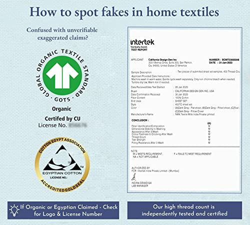 California Design Den Striped King Size Sheets, 4 Piece Soft 100% Cotton Sheets, Luxury 400 Thread Count Sateen, Blue Striped Sheets Deep Pocket Cooling Sheet Set #TOP5