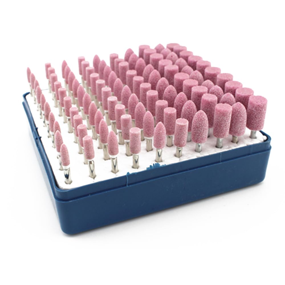 100PCS Rotary Grinding Stone Bits, Abrasive Stone Points Electric Grinding Accessories Polishing Grinding Head Wheel Tool with Box
