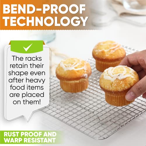 Image of Spring Chef 8.5 inch x 12 inch Stainless Steel Cooling Racks, Wire Rack for Baking Sheet - Fits Small Quarter Sheet Pan - Perfect for Cooking, Baking, Grilling, Smoking - Dishwasher Safe - Set of 2