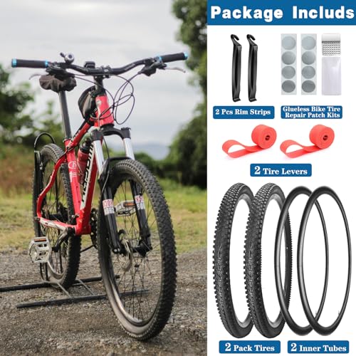 SIMEIQI 2 Pack Bike Tires and Tubes 26″/24″/ 27.5″x1.95″