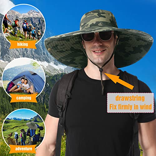 Image of HUAMULAN Wide Brim Sun Hats Men and Women Bucket Safari Fishing Hat for Hiking Garden Lawn Work Camping Outdoor