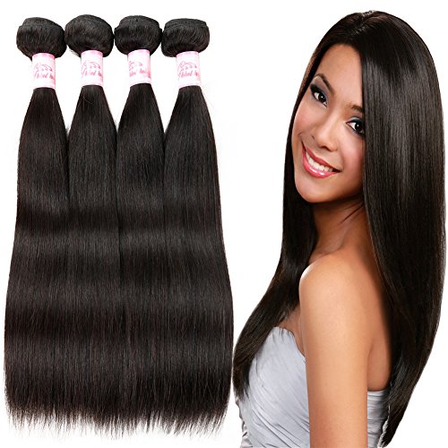 Gluna Hair 8A Grade Unprocessed Brazilian Straight Hair Mink Brazilian Hair 4 Bundles Brazilian Virgin Hair Straight Natural Color 18" 20" 22" 24"