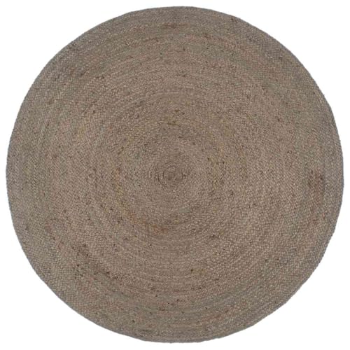 Tapis rond en jute gris 240 cm solution sol robuste entrée et chambre