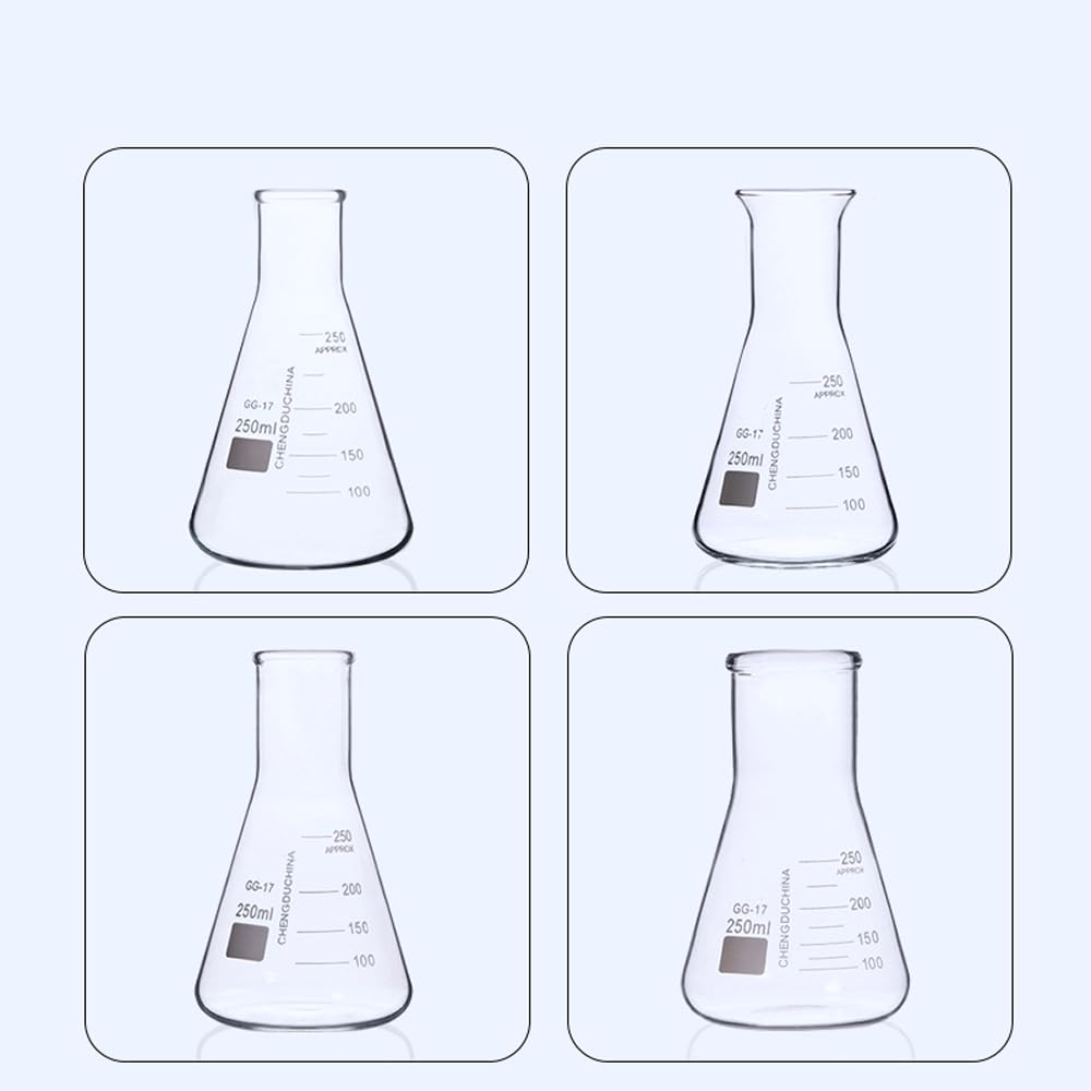 Frasco graduado de vidrio de boca ancha y estrecha, 50 100 250 500 1000ml, cristalería de laboratorio, experiencia química, GG-17(2000ml Small Port)