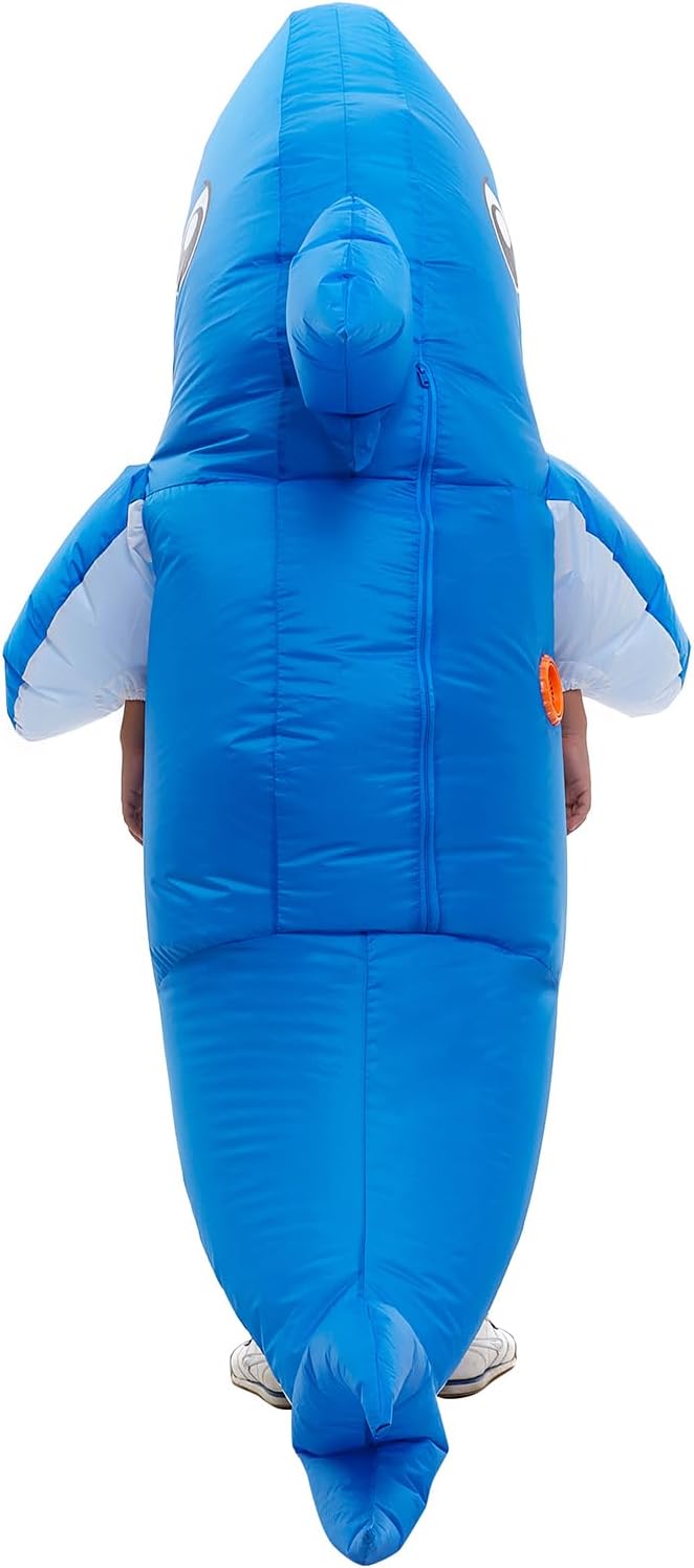 Inflatable Shark Costume Kids Girls Boys, Blow Up Baby Daddy Shark Costume Child, Inflatable Halloween Oufit Children, Blue - Image 5