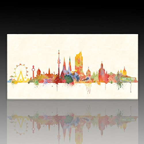 Kunst Druck auf Leinwand *Skyline Wien* (div. Größen) Bild fertig auf Keilrahmen ! Graffiti Like Banksy Art Gemälde Kunstdrucke, Wandbilder Street (70x140cm)