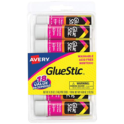 Avery Glue Stick Value Pack White, Washable, Nontoxic, 0.26 oz. Permanent Glue Stic, 36pk (98023)