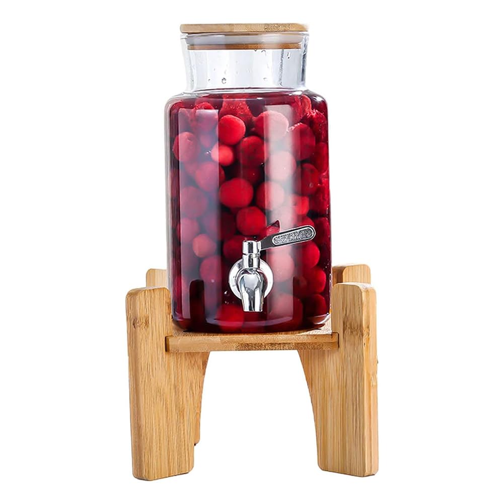 Dispensador de bebidas de vidrio con grifo, hervidor frío a prueba de fugas para zumo de frutas y limonada, recipiente de gran capacidad de 3 litros para oficina o camping