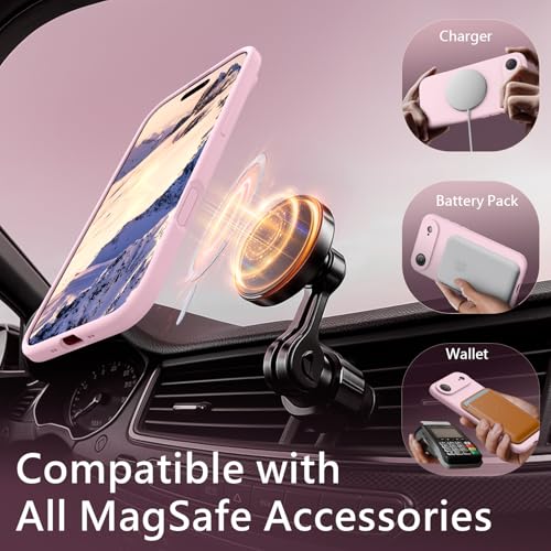 Image of FireNova Magnetic for iPhone Air Case, Compatible with MagSafe, [Integrated Silicone Camera Control Button] [Camera Protection] Microfiber Lining Phone Case for iPhone 17 Air, 6.5 inch, Chalk Pink