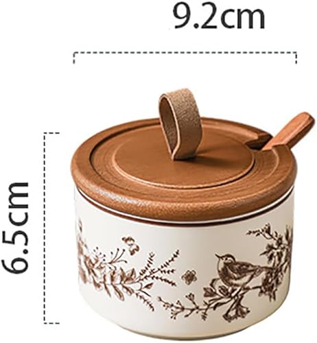 Miniatura 2 de Ceramics Retro Fowers - Tarros para condimentos con tapa y cuchara, 7.44 onzas