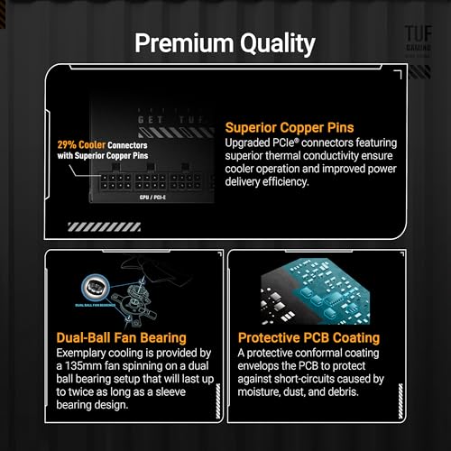 TUF Gaming 650W Bronze Evo, Alimentatore Certificato 80+ Bronze e Cybenetics Silver, PCIe, SATA, ATX 3.1, Ventole a Doppia Sfera, Rivestimento Prottetivo PCB, Cavi Incisi, TUF-GAMING-650B-EVO - Alimentatore - Immagine 3