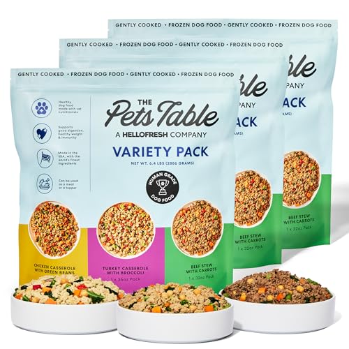 The Pets Table Human-Grade Variety Pack Fresh Dog Food, Dog Food Topper or Complete Meal, 9 Count of 32 to 36-oz Pouches, 19lbs