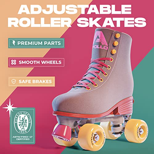 Apollo Roller Skates Women - Retro Skates For Women And Girls - Size Adjustable Womens Quad Skates With High Heel - Rollerskates Adult Women - Disco Quads - Nightfever #TOP1