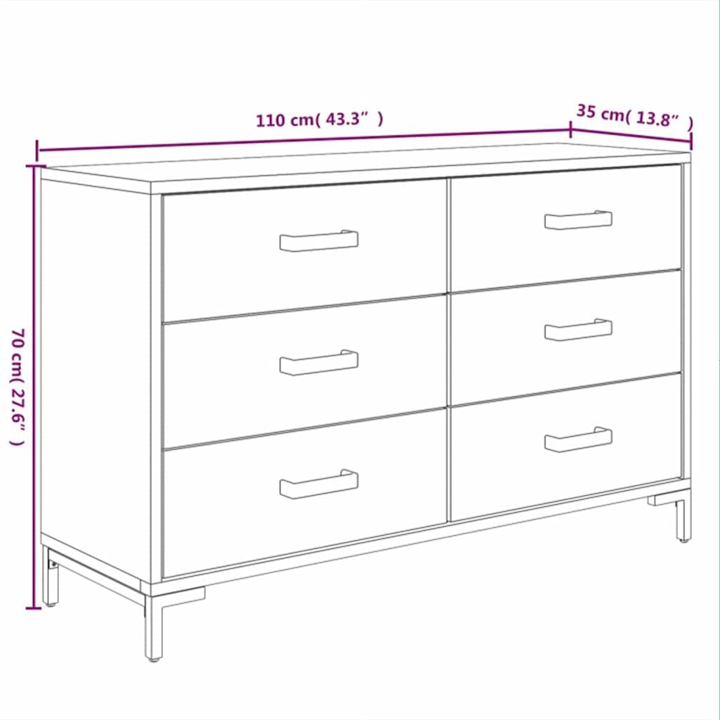 Credenza nera, 110 x 35 x 70 cm, in legno di pino