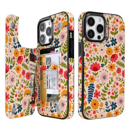 Image of uCOLOR for iPhone 12 /12 Pro Wallet Case Flip (Colorful Wild Flowers)