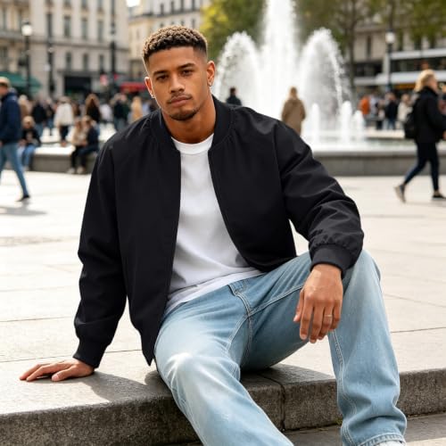 Men Bomber Jacket Casual Lightweight Zip Up Varsity Jacket - image 2