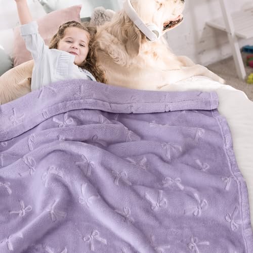 Image of BORITAR Baby Blanket with Bow Design, Fleece Infant Toddler Blankets for Girls Boys, Warm Lightweight Breathable Newborn Receiving Blankets for Crib Stroller(30x40 Inch, Purple)